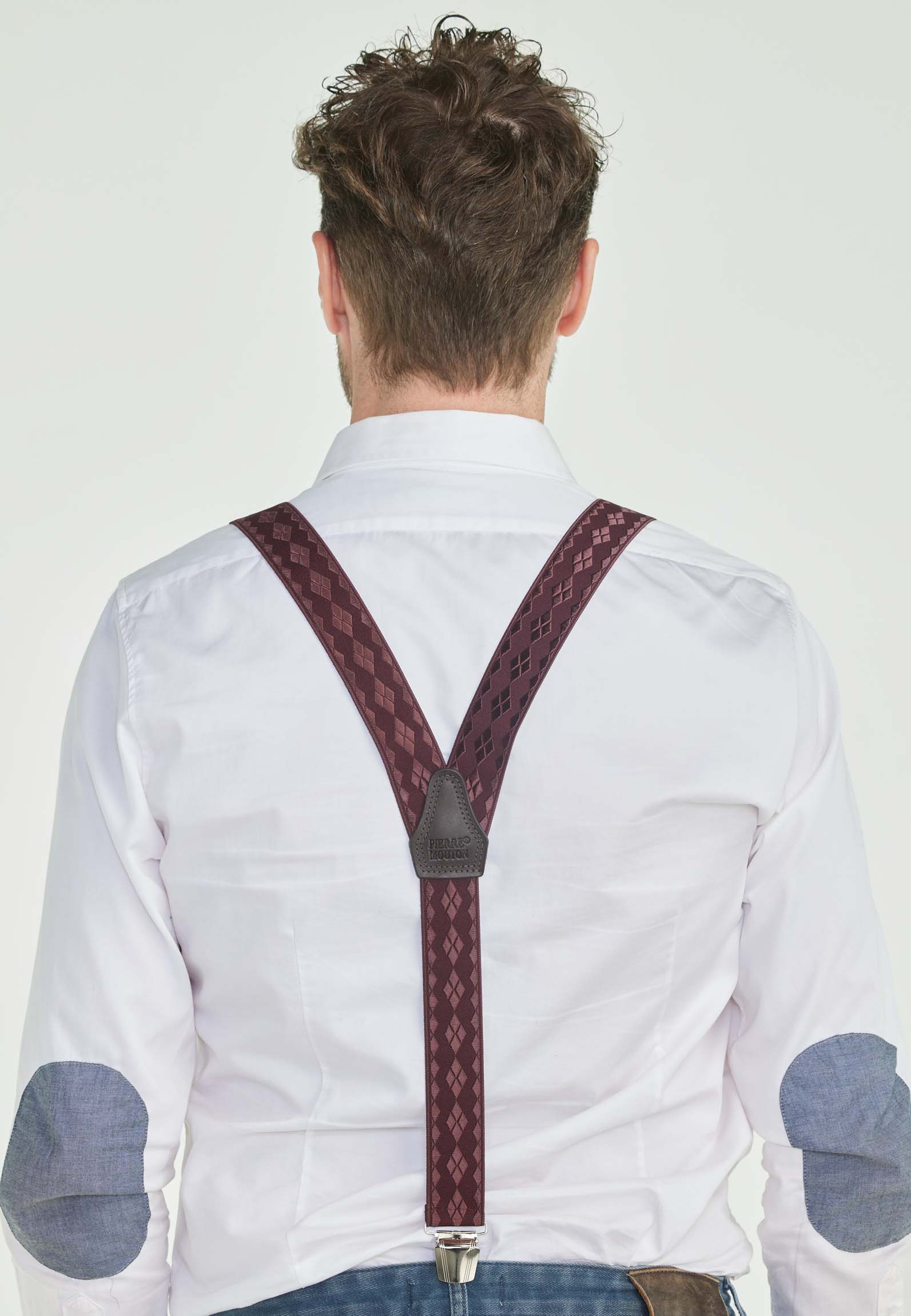 Elegante rode ruit bretel in square motief met sterke clips