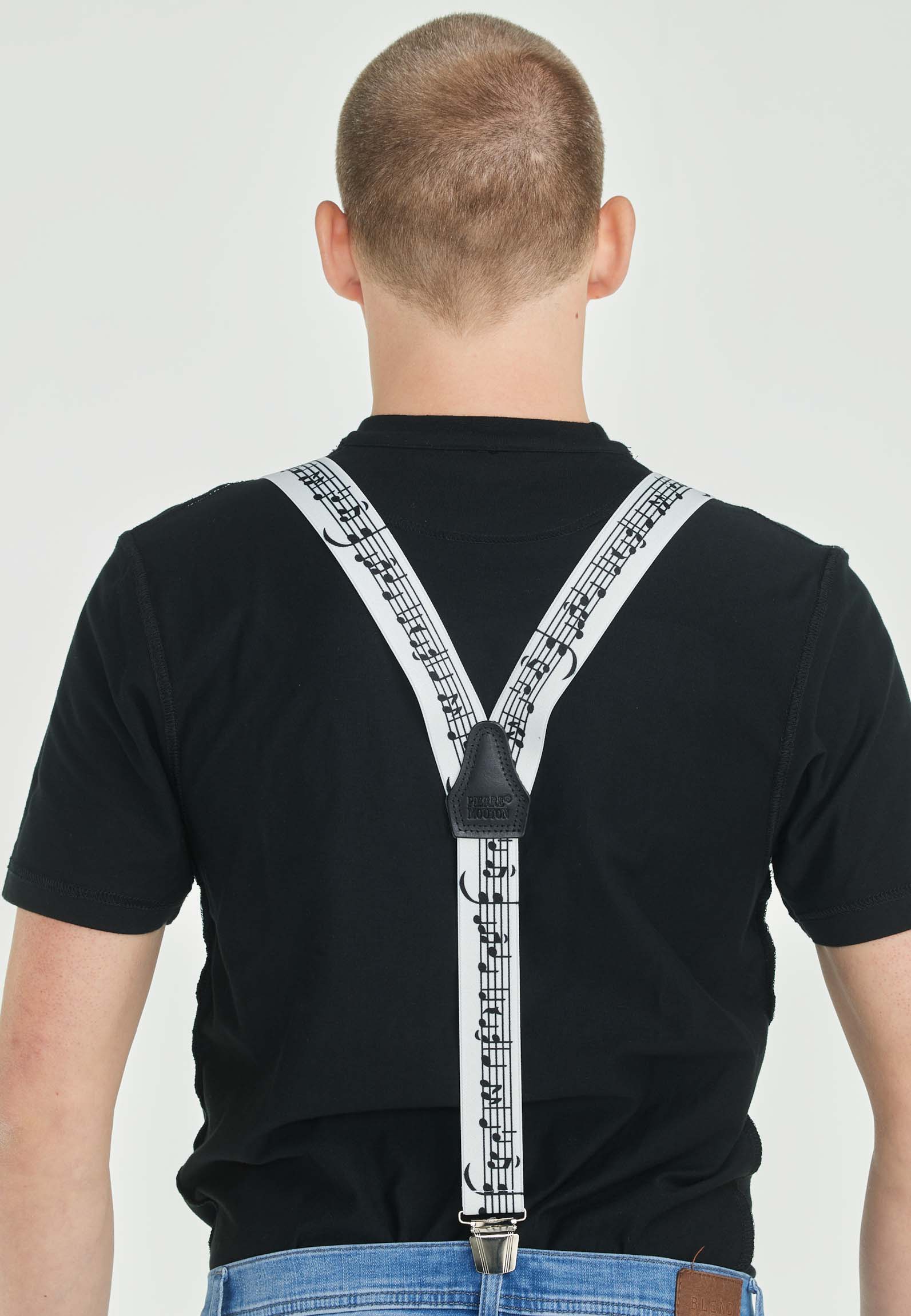 Mooie muziek bretel wit met zwarte notenbalk