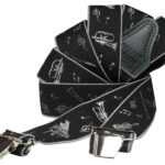 Zwarte bretel met muziekinstrumenten dessin