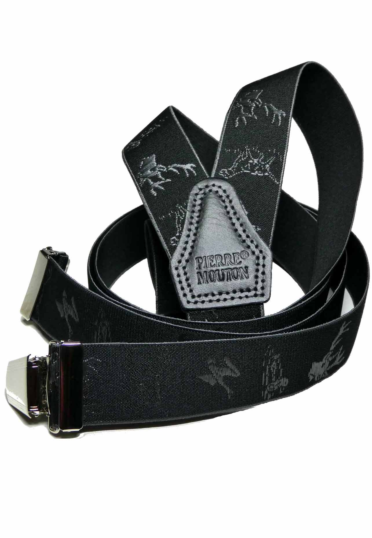 Jachtmotief bretel zwart