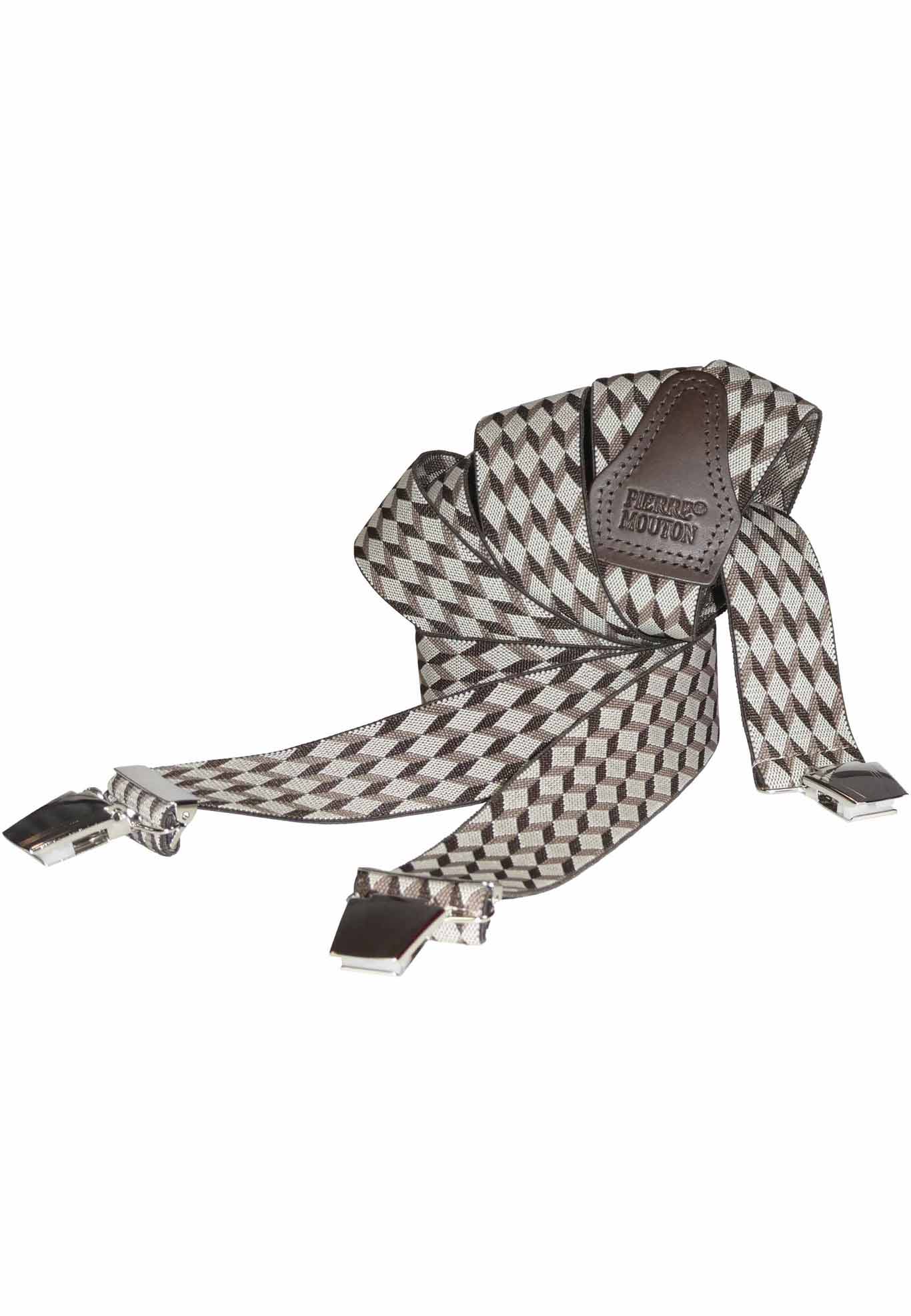 Mooie kunstige bretel genaamd Escher in bruine kleur